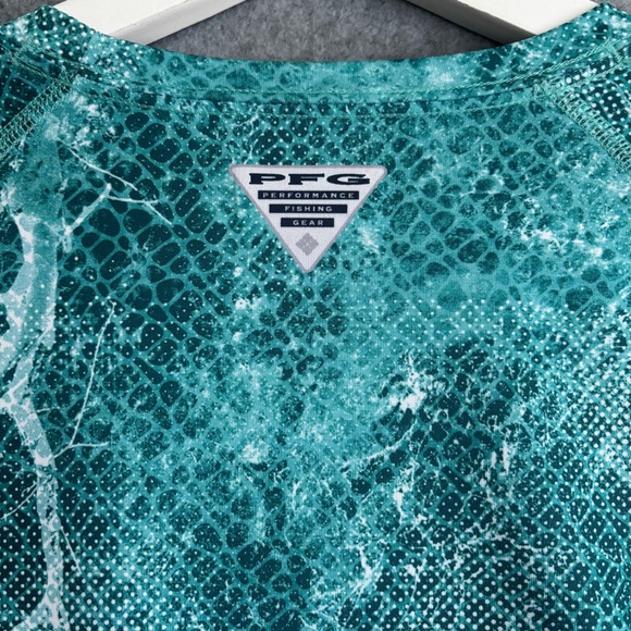 Columbia PFG Performance Long Sleeve Shirt (M) Aqua Multi Green - Picture 4 of 11